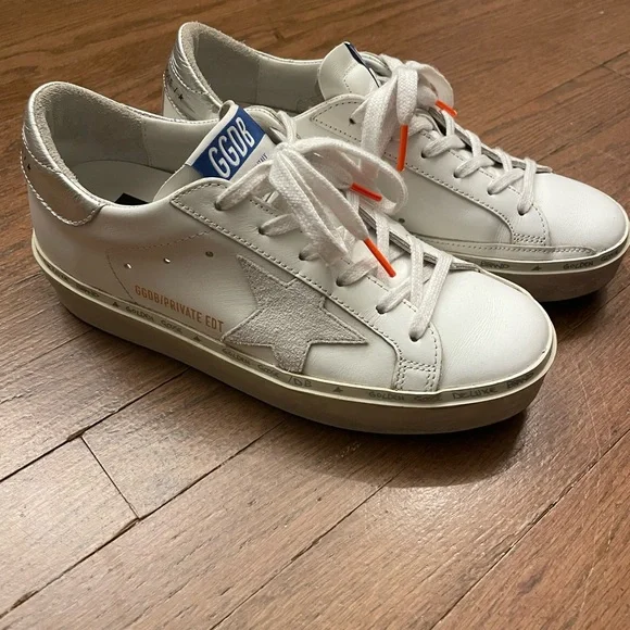 Golden Goose White and Silver Sneakers - Picture 5 of 9